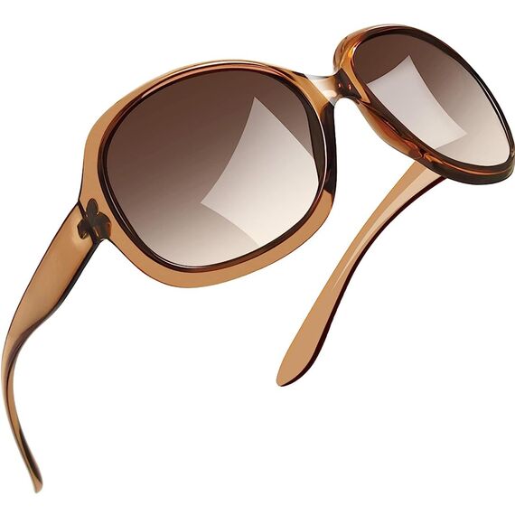 Joopin Übergroße Braune Sonnenbrille Damen Moderne UV400 und Polarisierte Sonnenbrille Groß Frauen Trendy Klassisch Brille für Fahren und Reisen (Hellbraun)