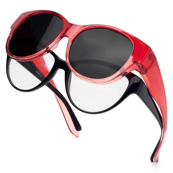 Face Shadow Polarisiert Überzieh Sonnenbrille über Normale Brille Damen UV400 Schutz, Übergroß Überbrille für Brillenträger, Ultra Leicht für Fahren, Radfahren, Sport und Freizeit