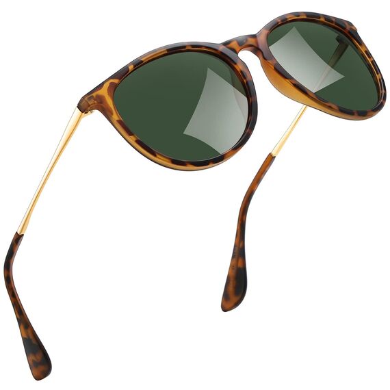 kunchu Sonnenbrille-Damen-Polarisierte-Sonnenbrille-Rund-UV400-im-Retro-Sonnenbrille-für-Damen & Herren Schutz Vintage Bohnenquark G15