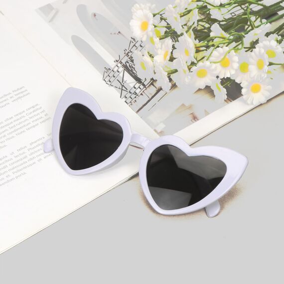 Epokus Schwarz und Weiß Herz Sonnenbrille,Vintage Herzform Brille,12 Stück Herzförmige Party Sonnenbrille,70er Jahre,Mode Hippie Brill für Urlaub,Party,Hochzeit,Karneval,Fotoshooting