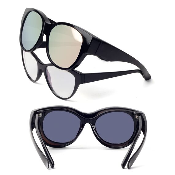 Face Shadow Polarisierte Überzieh Sonnenbrille Damen UV-Schutz Überbrille Sonnenbrille für brillenträger Ultra Leicht Fit-Over Brille, L