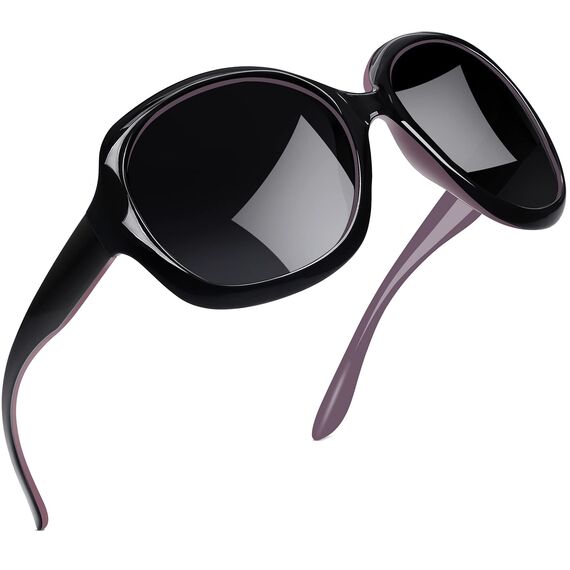 Joopin Übergroße Sonnenbrille Damen Polarisiert XL Moderne und Dunkle Damen Sonnenbrille Große UV400 Trendy für Fahren Angeln und Reisen (Mode Schwarz Violett)