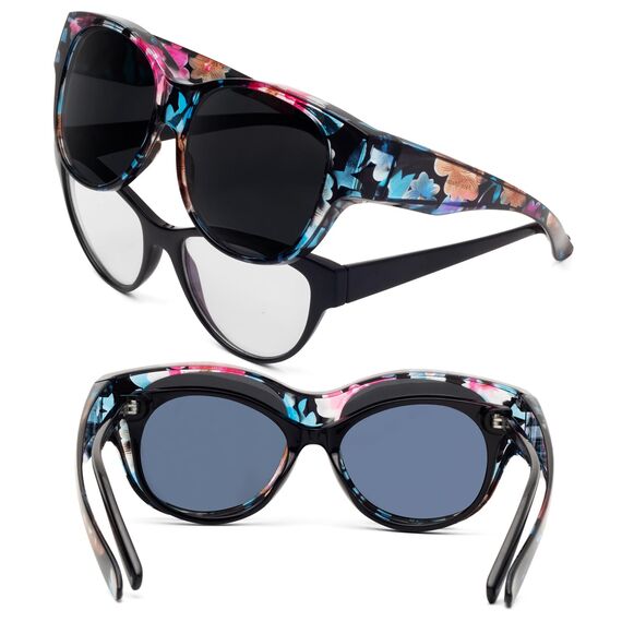 Face Shadow Polarisiert Überzieh Sonnenbrille über Normale Brille Damen UV400 Schutz, Übergroß Überbrille für Brillenträger, Ultra Leicht für Fahren, Radfahren, Sport und Freizeit