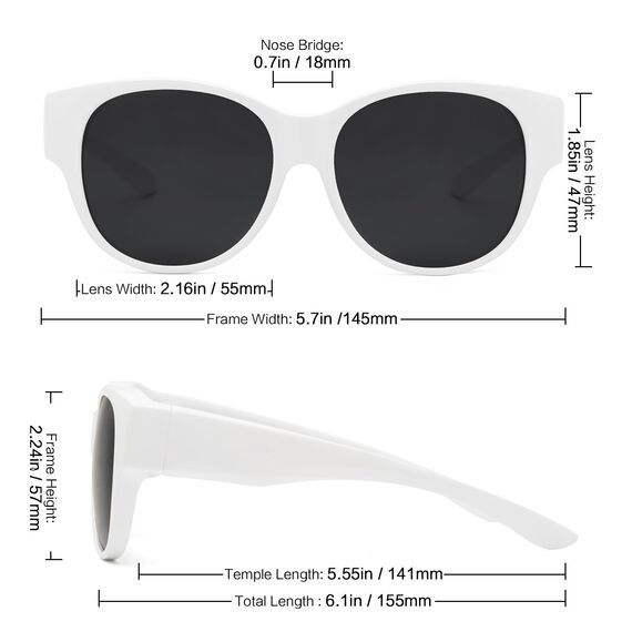 Face Shadow Polarisiert Überzieh Sonnenbrille über Normale Brille Damen UV400 Schutz, Übergroß Überbrille für Brillenträger, Ultra Leicht für Fahren, Radfahren, Sport und Freizeit