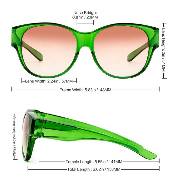 Face Shadow Polarisiert Überzieh Sonnenbrille über Normale Brille Damen UV400 Schutz, Übergroß Überbrille für Brillenträger, Ultra Leicht für Fahren, Radfahren, Sport und Freizeit