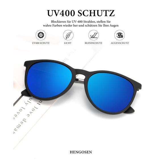 HENGOSEN Sonnenbrille Damen Polarisiert Sunglasses-Woman: Polarisiert Sonnenbrille Damen Retro UV Schutz Vintage Sunglasses