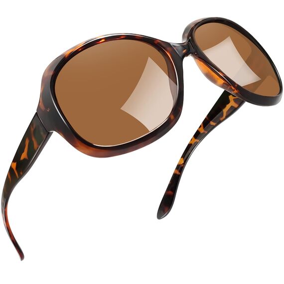 Joopin Klassische Sonnenbrille Damen Übergroße Leopardbraun und Große Sonnenbrille Polarisiert UV400 Brille Trendy mit Dicker Rahmen für Fahren Angeln und Reisen (Schildkröte Braun)