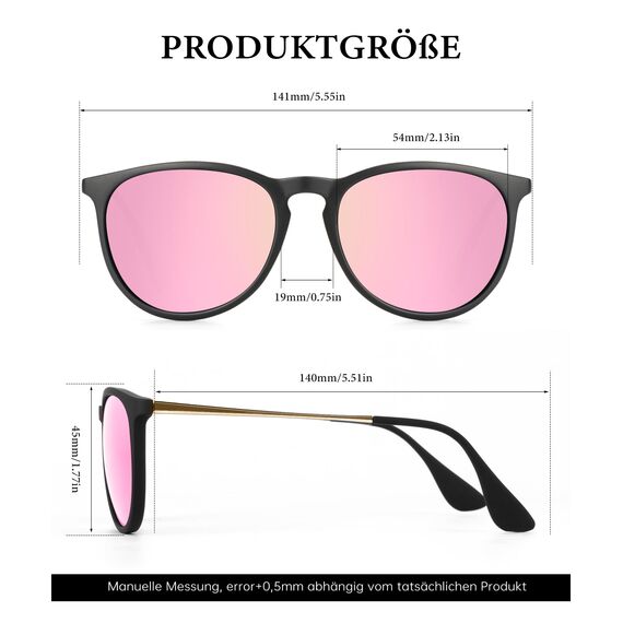HENGOSEN Sonnenbrille Damen Polarisiert Sunglasses-Woman: Polarisiert Sonnenbrille Damen Retro UV Schutz Vintage Sunglasses