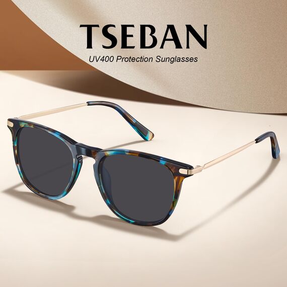 TSEBAN Vintage Polarisierte Damen Sonnenbrille Frauen Brille, Acetat-Rahmen & UV 400 Schutz