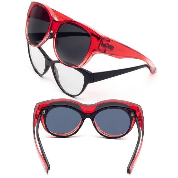 Face Shadow Polarisiert Überzieh Sonnenbrille über Normale Brille Damen UV400 Schutz, Übergroß Überbrille für Brillenträger, Ultra Leicht für Fahren, Radfahren, Sport und Freizeit