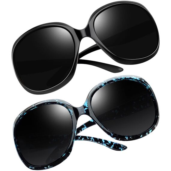 Joopin XL Moderne Sonnenbrille Damen Polarisiert Übergroße Sonnenbrille Klassische Vintage Retro UV400 Mode für Fahren und Reisen (Schwarz und Blauer Leopard)