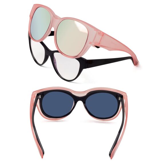 Face Shadow Polarisiert Überzieh Sonnenbrille über Normale Brille Damen UV400 Schutz, Übergroß Überbrille für Brillenträger, Ultra Leicht für Fahren, Radfahren, Sport und Freizeit