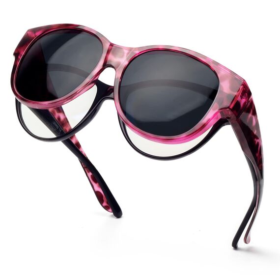 Face Shadow Polarisiert Überzieh Sonnenbrille über Normale Brille Damen UV400 Schutz, Übergroß Überbrille für Brillenträger, Ultra Leicht für Fahren, Radfahren, Sport und Freizeit