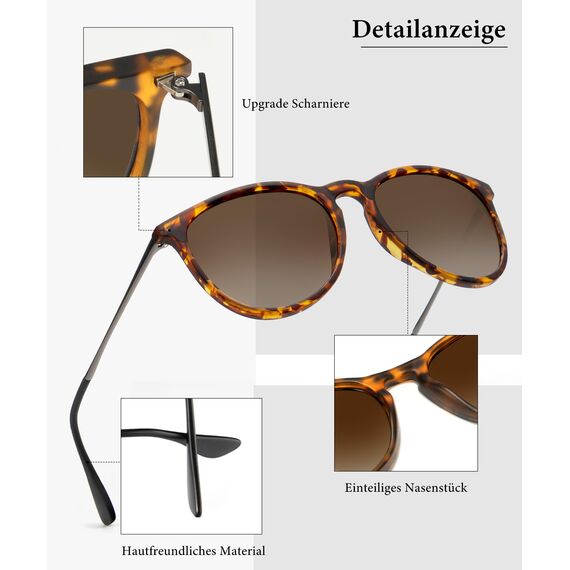 HENGOSEN Sonnenbrille Damen Polarisiert Sunglasses-Woman: Polarisiert Sonnenbrille Damen Retro UV Schutz Vintage Sunglasses