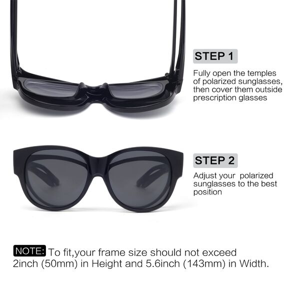 Face Shadow Polarisiert Überzieh Sonnenbrille über Normale Brille Damen UV400 Schutz, Übergroß Überbrille für Brillenträger, Ultra Leicht für Fahren, Radfahren, Sport und Freizeit