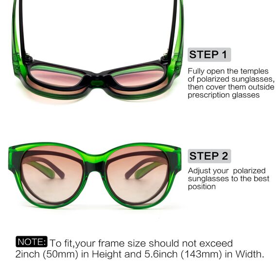 Face Shadow Polarisiert Überzieh Sonnenbrille über Normale Brille Damen UV400 Schutz, Übergroß Überbrille für Brillenträger, Ultra Leicht für Fahren, Radfahren, Sport und Freizeit