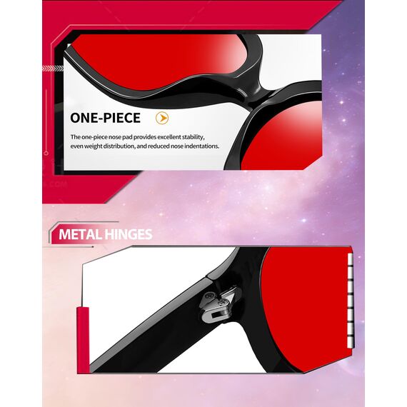 Joopin Übergroße Rotlichtbrille Schlafbrille Damen Rot und Große Blaulichtbrille Besser Schlafen Brille 2026 Oversized Glasses Quadratische UV400 (Schwarz Rot)