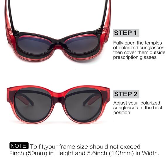 Face Shadow Polarisiert Überzieh Sonnenbrille über Normale Brille Damen UV400 Schutz, Übergroß Überbrille für Brillenträger, Ultra Leicht für Fahren, Radfahren, Sport und Freizeit