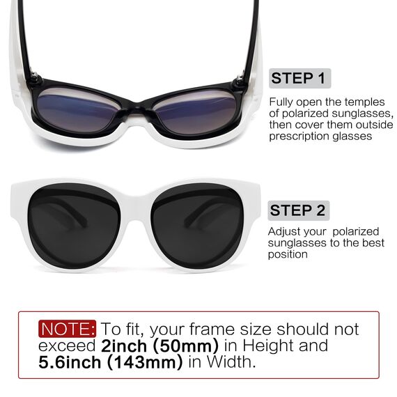 Face Shadow Polarisiert Überzieh Sonnenbrille über Normale Brille Damen UV400 Schutz, Übergroß Überbrille für Brillenträger, Ultra Leicht für Fahren, Radfahren, Sport und Freizeit