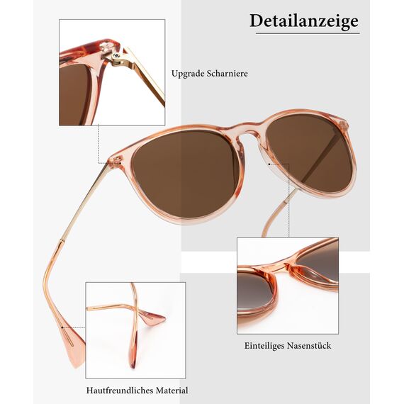 HENGOSEN Sonnenbrille Damen Polarisiert Sunglasses-Woman: Polarisiert Sonnenbrille Damen Retro UV Schutz Vintage Sunglasses