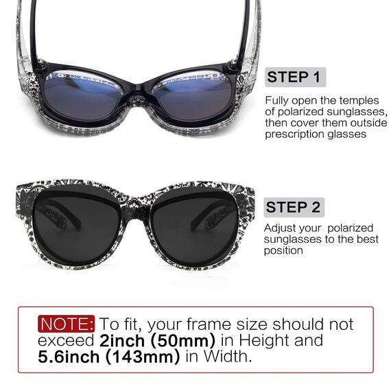 Face Shadow Polarisiert Überzieh Sonnenbrille über Normale Brille Damen UV400 Schutz, Übergroß Überbrille für Brillenträger, Ultra Leicht für Fahren, Radfahren, Sport und Freizeit