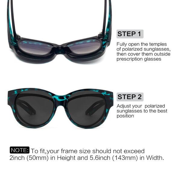 Face Shadow Polarisierte Überzieh Sonnenbrille Damen UV-Schutz Überbrille Sonnenbrille für brillenträger Ultra Leicht Fit-Over Brille