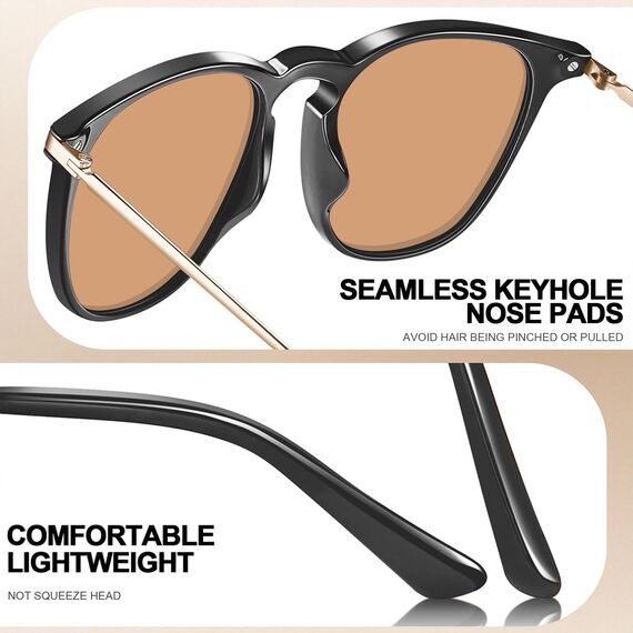 TSEBAN Vintage Polarisierte Damen Sonnenbrille Frauen Blaulichtfilter Brille, Acetat-Rahmen & UV 400 Schutz