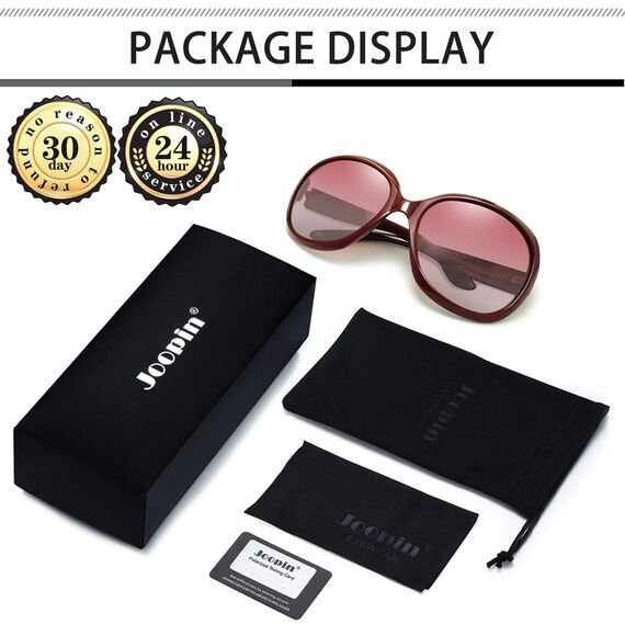 Joopin Moderne Übergroße Sonnenbrille Damen Polarisiert 2025 Frauen Sonnenbrille Groß Weinrot UV400 Schutz Klassisch Vintage Brille für Fahren und Reisen (Weinrot)