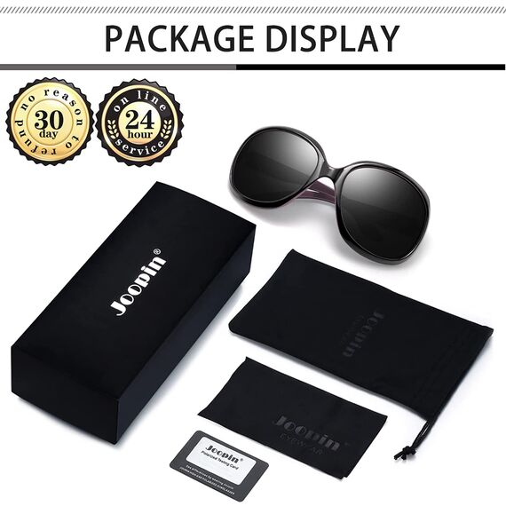 Joopin Übergroße Sonnenbrille Damen Polarisiert XL Moderne und Dunkle Damen Sonnenbrille Große UV400 Trendy für Fahren Angeln und Reisen (Mode Schwarz Violett)