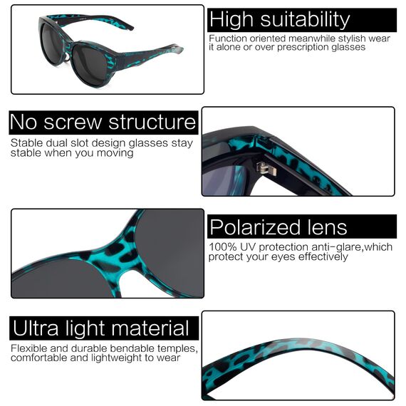 Face Shadow Polarisierte Überzieh Sonnenbrille Damen UV-Schutz Überbrille Sonnenbrille für brillenträger Ultra Leicht Fit-Over Brille