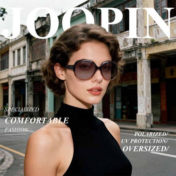 Joopin XXL Elegante Damen Sonnenbrille Braun Groß Trendy Klassische Polarisierte Sonnenbrille Damen Modern UV400 Übergroß für Fahren und Reisen (Mode Braun)