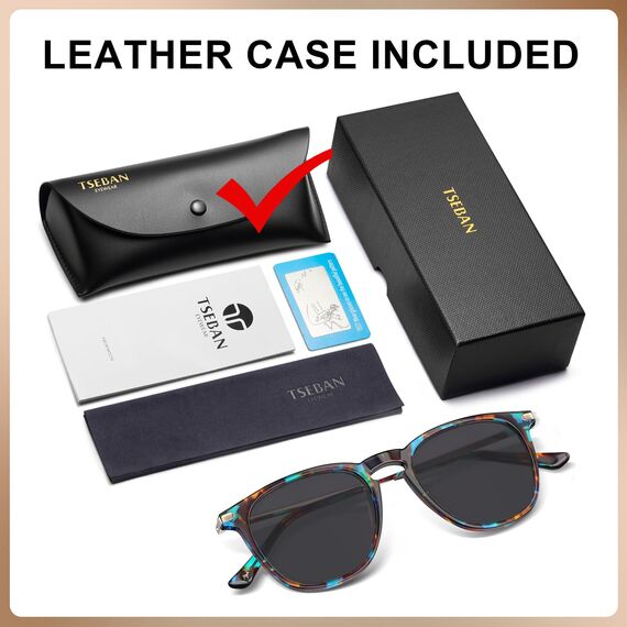 TSEBAN Vintage Polarisierte Damen Sonnenbrille Frauen Brille, Acetat-Rahmen & UV 400 Schutz