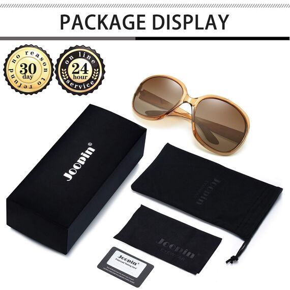 Joopin Übergroße Braune Sonnenbrille Damen Moderne UV400 und Polarisierte Sonnenbrille Groß Frauen Trendy Klassisch Brille für Fahren und Reisen (Hellbraun)