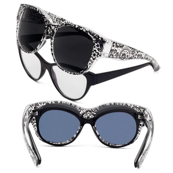 Face Shadow Polarisiert Überzieh Sonnenbrille über Normale Brille Damen UV400 Schutz, Übergroß Überbrille für Brillenträger, Ultra Leicht für Fahren, Radfahren, Sport und Freizeit