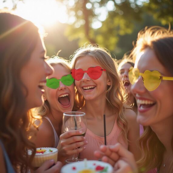 CHRORINE 8/16/24 Paar herzförmige Sonnenbrillen randlos Herz Glasse Transparent Bonbonfarben für Gastgeschenke (24, Mehrere Farben)