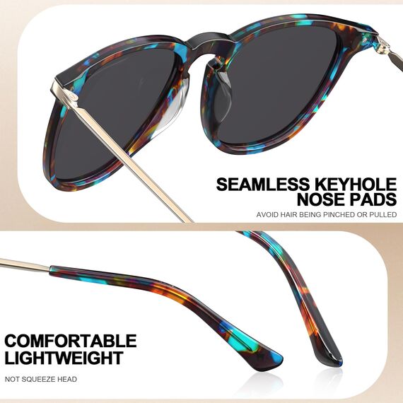 TSEBAN Vintage Polarisierte Damen Sonnenbrille Frauen Brille, Acetat-Rahmen & UV 400 Schutz