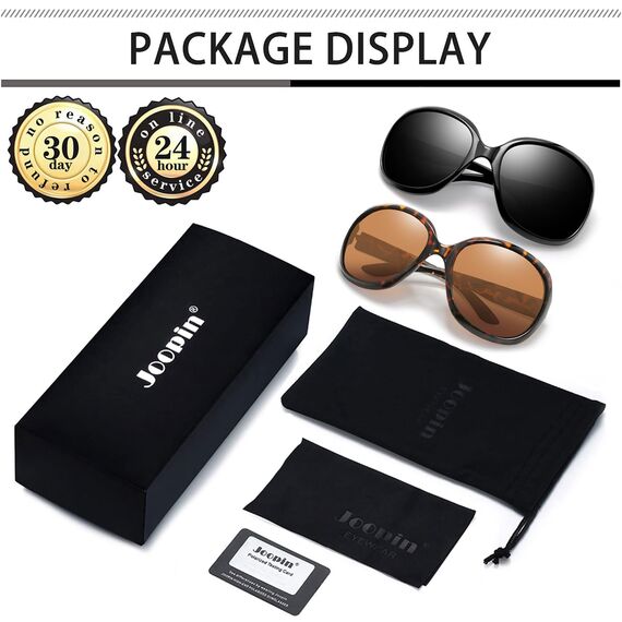 Joopin Übergroße Sonnenbrille Damen Polarisiert UV400 Klassisch Große Damen Sonnenbrille Modern Braun 2025 Trendy Oversized für Fahren und Reisen (Schwarz und Schildkröte Braun)