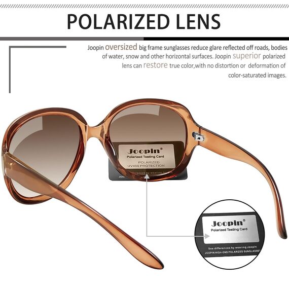 Joopin Übergroße Braune Sonnenbrille Damen Moderne UV400 und Polarisierte Sonnenbrille Groß Frauen Trendy Klassisch Brille für Fahren und Reisen (Hellbraun)
