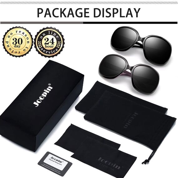 Joopin Übergroße Sonnenbrille Damen Polarisierte und Damen Sonnenbrille Groß UV400 XXL Brille Trendy Moderne für Fahren Angeln und Reisen (Schwarz und Schwarz Violett)
