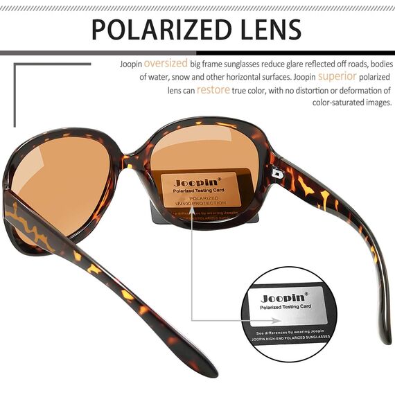 Joopin Klassische Sonnenbrille Damen Übergroße Leopardbraun und Große Sonnenbrille Polarisiert UV400 Brille Trendy mit Dicker Rahmen für Fahren Angeln und Reisen (Schildkröte Braun)