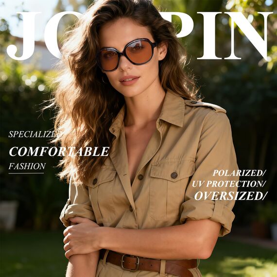 Joopin Klassische Sonnenbrille Damen Übergroße Leopardbraun und Große Sonnenbrille Polarisiert UV400 Brille Trendy mit Dicker Rahmen für Fahren Angeln und Reisen (Schildkröte Braun)