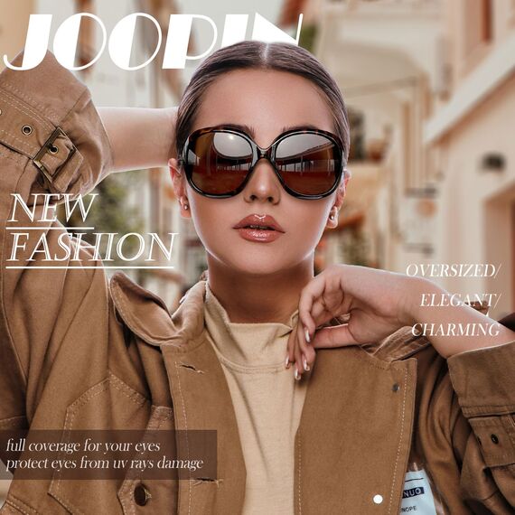 Joopin Übergroße Sonnenbrille Damen Polarisiert UV400 Klassisch Große Damen Sonnenbrille Modern Braun 2025 Trendy Oversized für Fahren und Reisen (Schwarz und Schildkröte Braun)