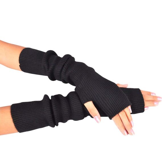 Novawo Frauen Winter Armstulpen Halbhandschuhe gestrickt lange fingerlose Handschuhe
