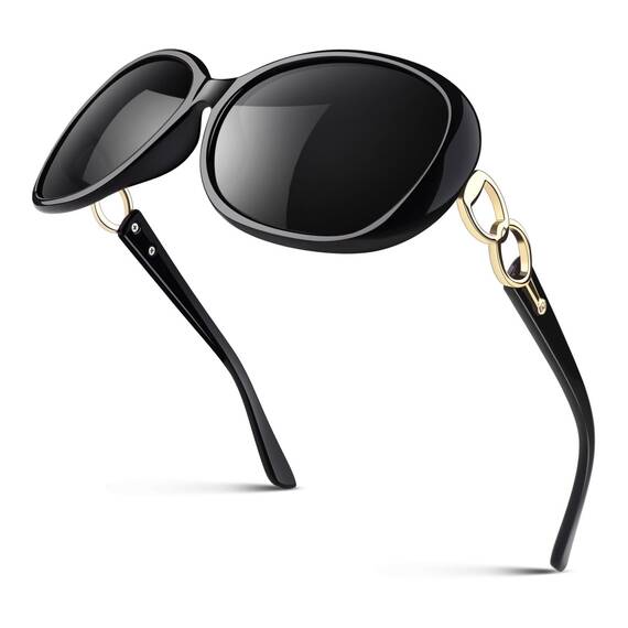 Sunier Sonnenbrille Damen Polarisiert Groß Übergroße Elegant Klassische Vintage Oversize Sonnenbrille Frauen mit 100% UV400 Schutz