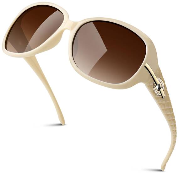 Sunier Sonnenbrille Damen Polarisiert Groß Übergroße Elegant Klassische Vintage Oversize Sonnenbrille Frauen mit 100% UV400 Schutz