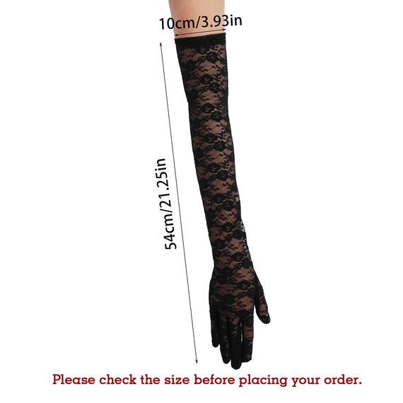 Lusofie Schwarze Spitze Handschuhe Lang für Damen Elegant Tee Party Lang Spitzenhandschuhe Schwarz 1920er Jahre Verlobungskleid Party Tanz Oper Halloween Schwarz Handschuhe für Damen