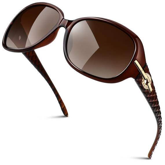 Sunier Sonnenbrille Damen Polarisiert Groß Übergroße Elegant Klassische Vintage Oversize Sonnenbrille Frauen mit 100% UV400 Schutz