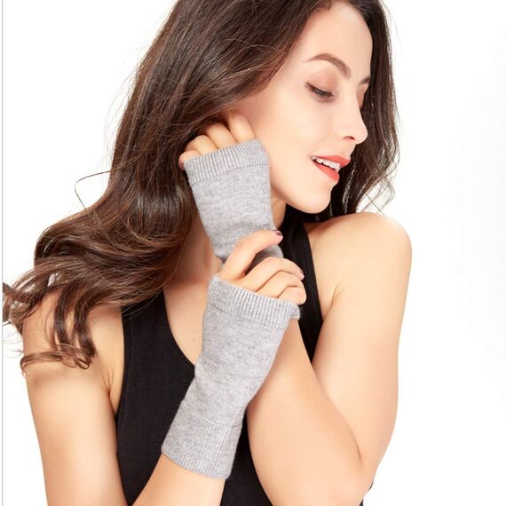 Dokpav Winter Fingerlose Fäustlinge Damen Wolle Warm Fingerhandschuhe Halb Strick Handschuhe Schwarz