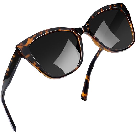 Joopin Acetat Sonnenbrille Damen Katzenauge Polarisiert Modische 90er UV400-Schutz TR90 Cosplay Chunky Party Brille Cat-Eye zum Fahren und Reisen (Schildkröte Schwarz)