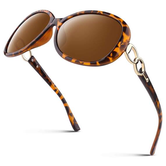 Sunier Sonnenbrille Damen Polarisiert Groß Übergroße Elegant Klassische Vintage Oversize Sonnenbrille Frauen mit 100% UV400 Schutz